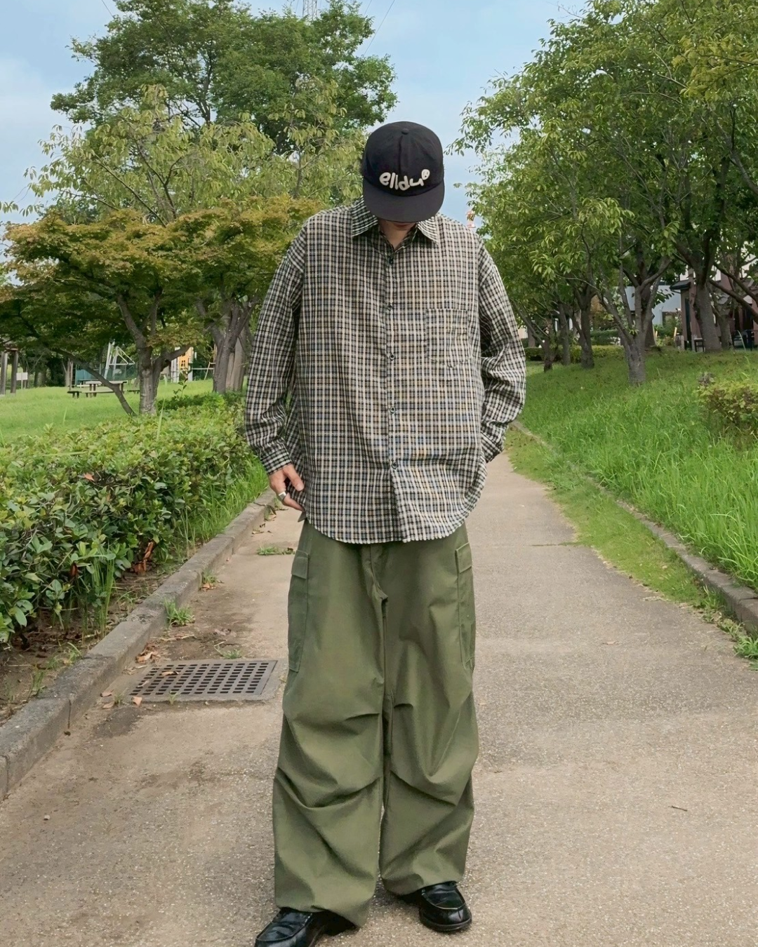 タータンチェックロングシャツ RR0074