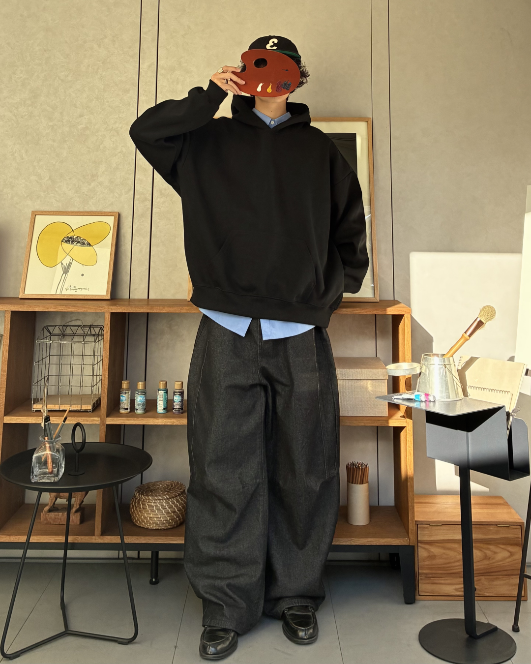 ブラックカーブデニムパンツ RR0169