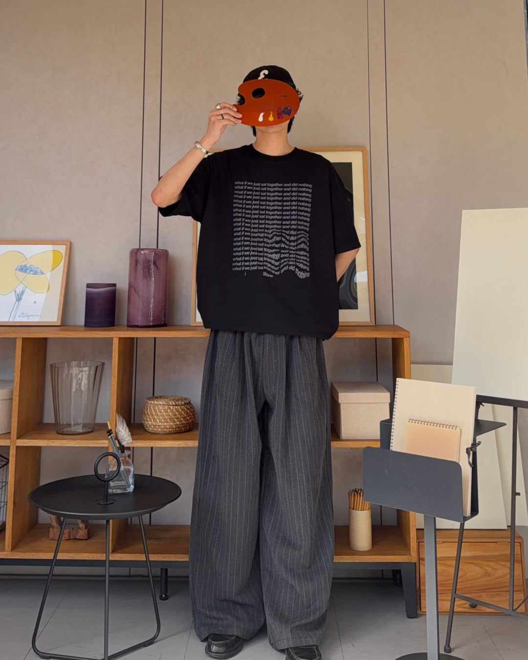 【即納】ピンストライプワイドパンツ RR0117