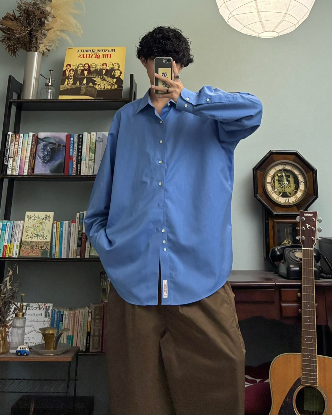 コットンワイドタックブラウンパンツ RR0118