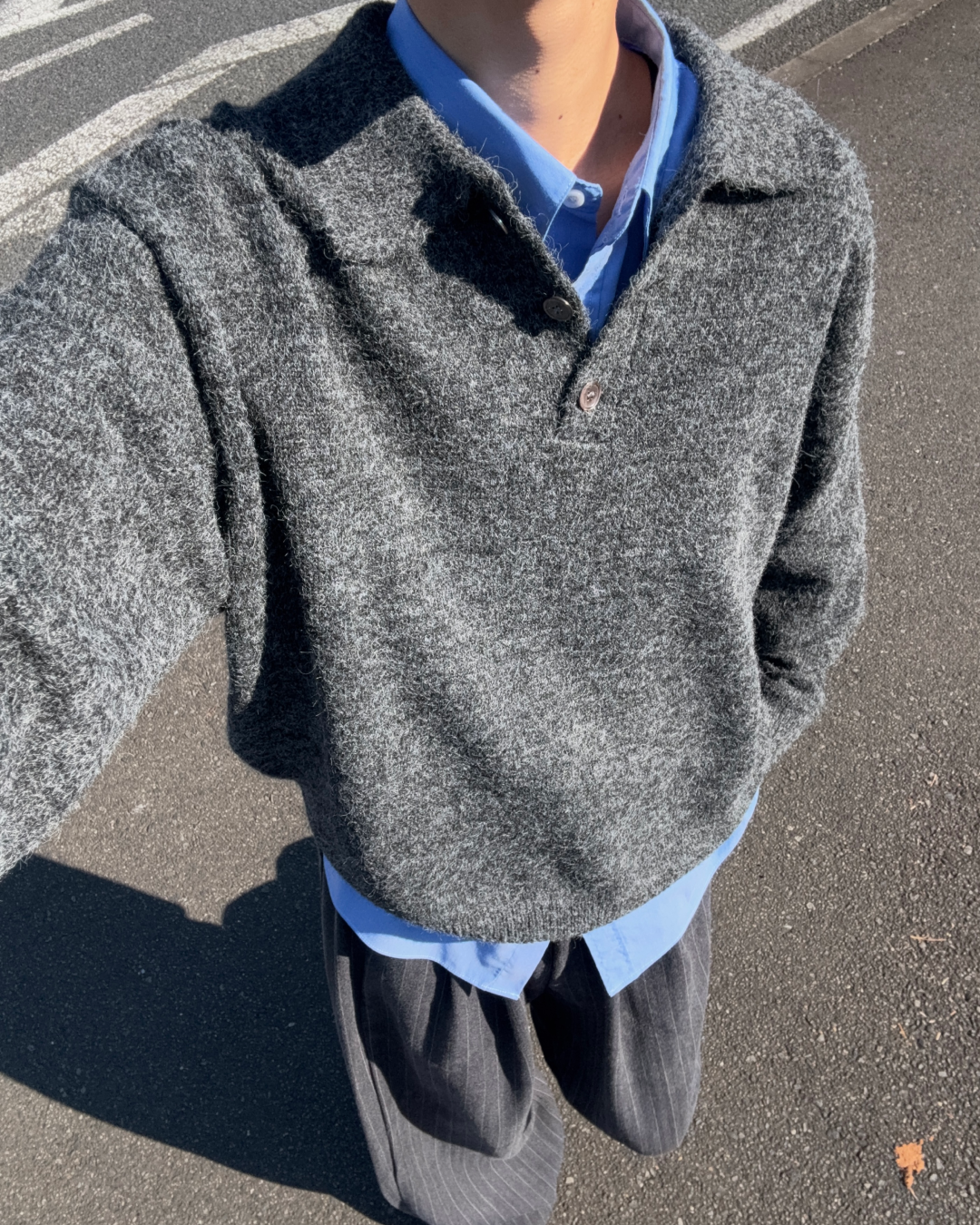 ウールブレンドシャギーニットポロ RR0131