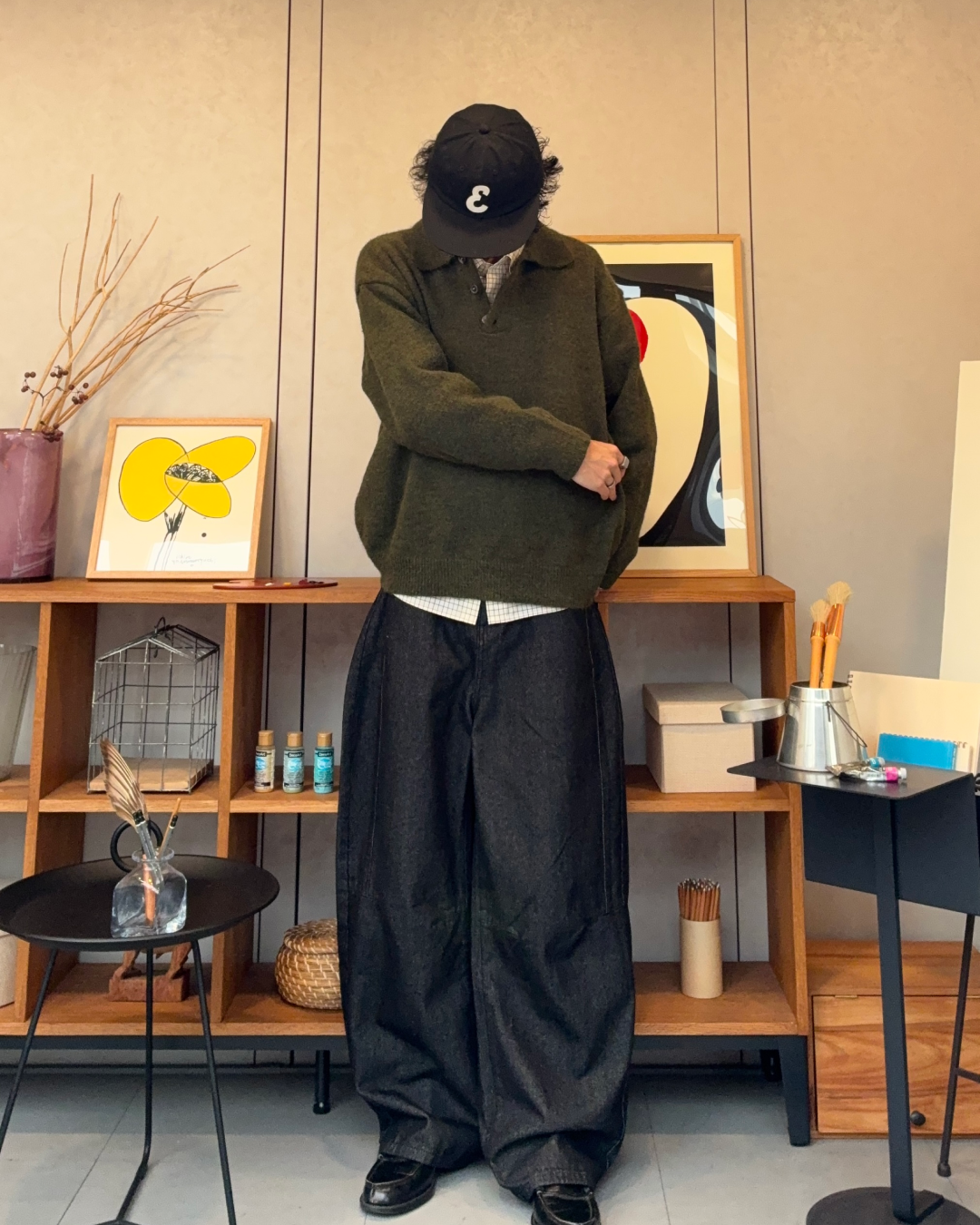 ウールブレンドシャギーニットポロ RR0131