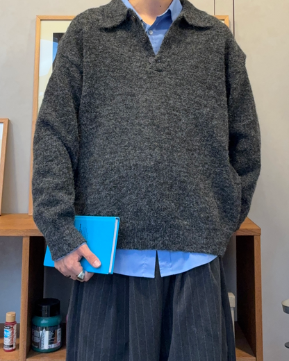 ウールブレンドシャギーニットポロ RR0131