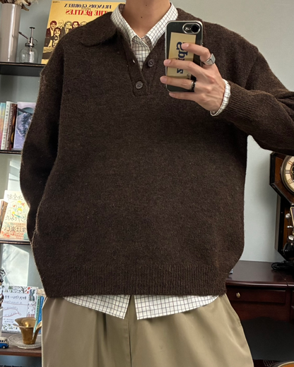 ウールブレンドシャギーニットポロ RR0131