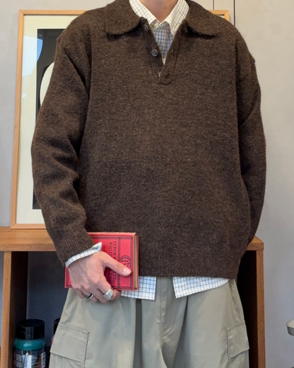 ウールブレンドシャギーニットポロ RR0131