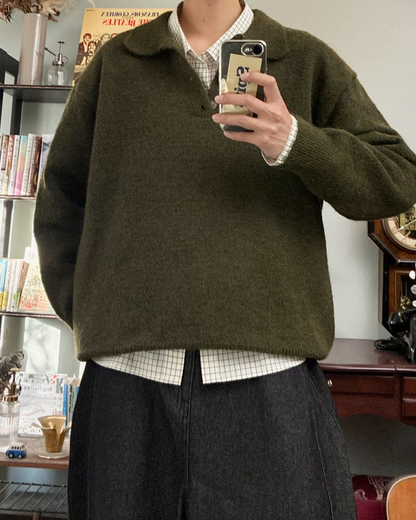 ウールブレンドシャギーニットポロ RR0131