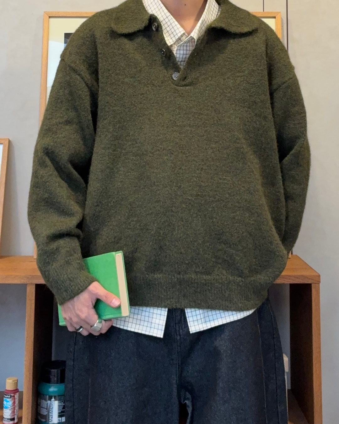 ウールブレンドシャギーニットポロ RR0131