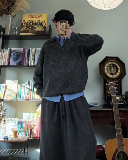 ウールブレンドシャギーニットポロ RR0131