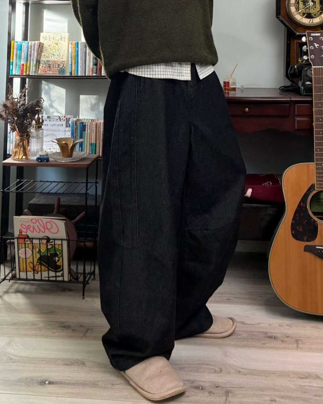 ブラックカーブデニムパンツ RR0169