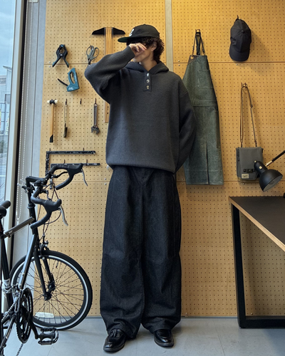 【即納】ハーフネックニットフーディー RR0178
