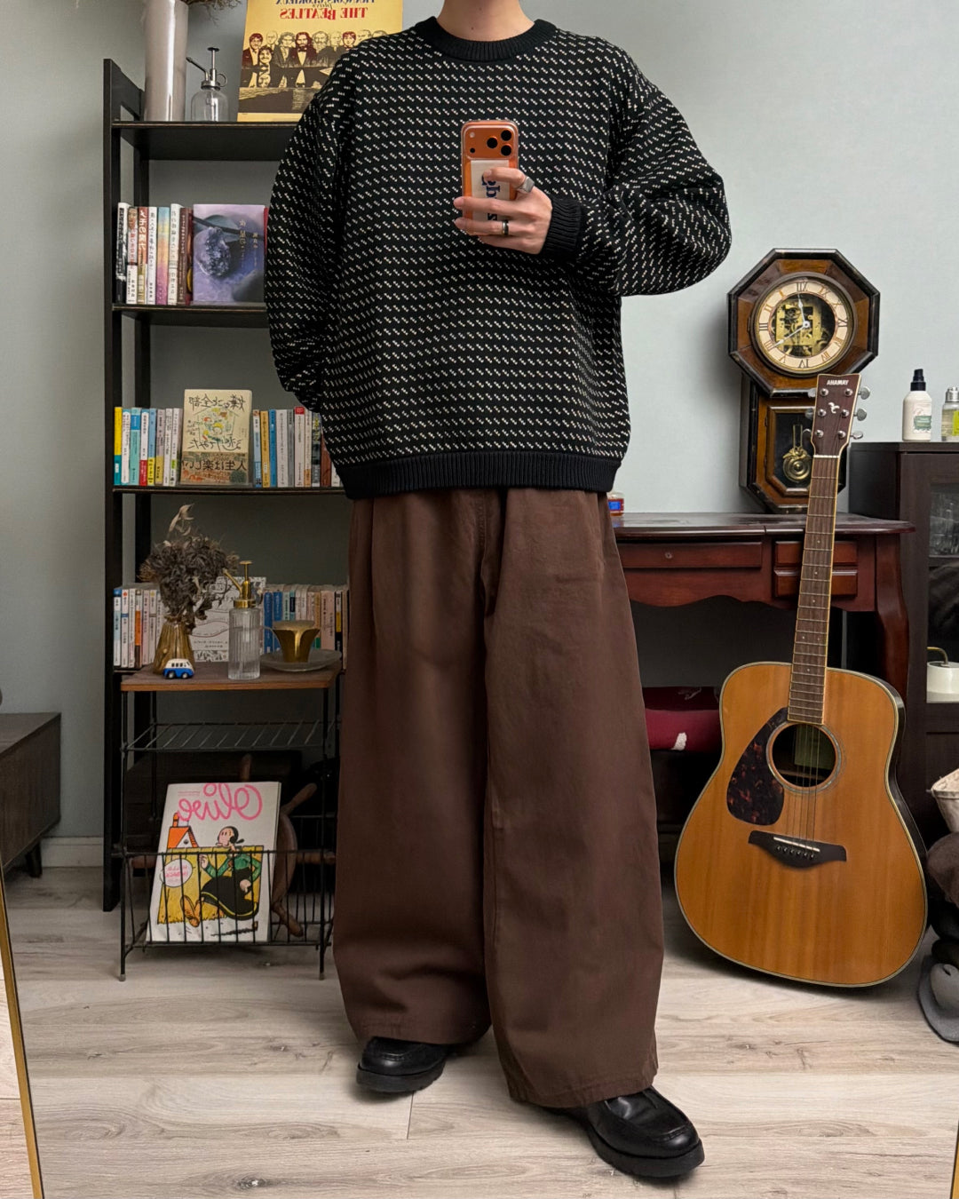 オーバーシルエットブラウンパンツ RR0182