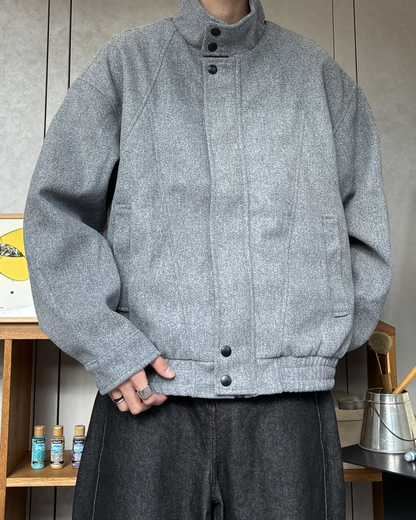 スタンドカラーショートウールライクジャケット RR0183