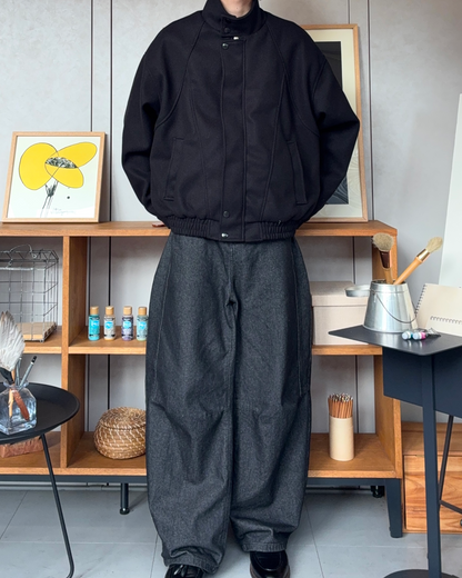 スタンドカラーショートウールライクジャケット RR0183