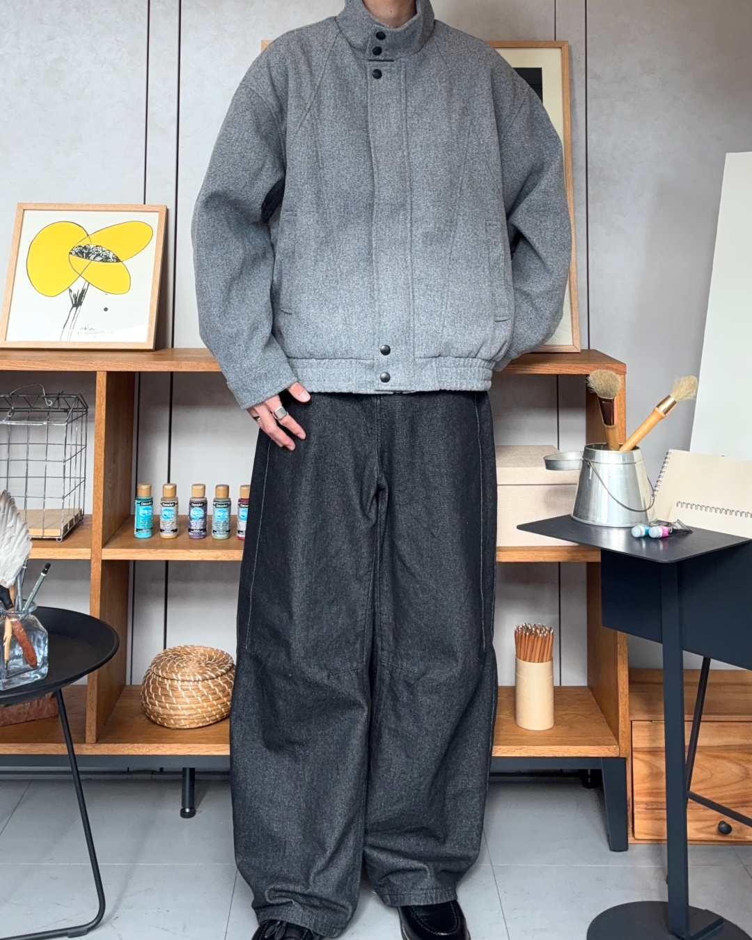 スタンドカラーショートウールライクジャケット RR0183