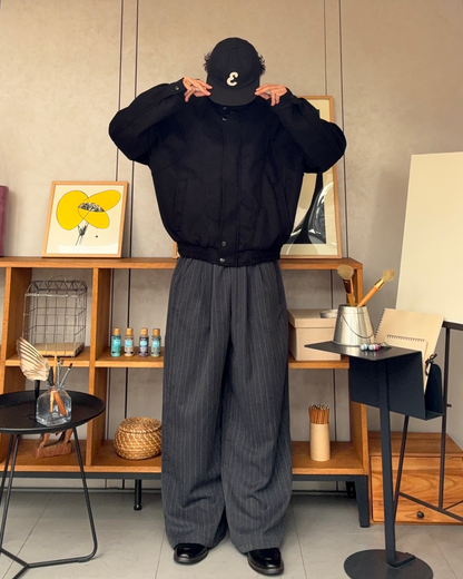 スタンドカラーショートウールライクジャケット RR0183