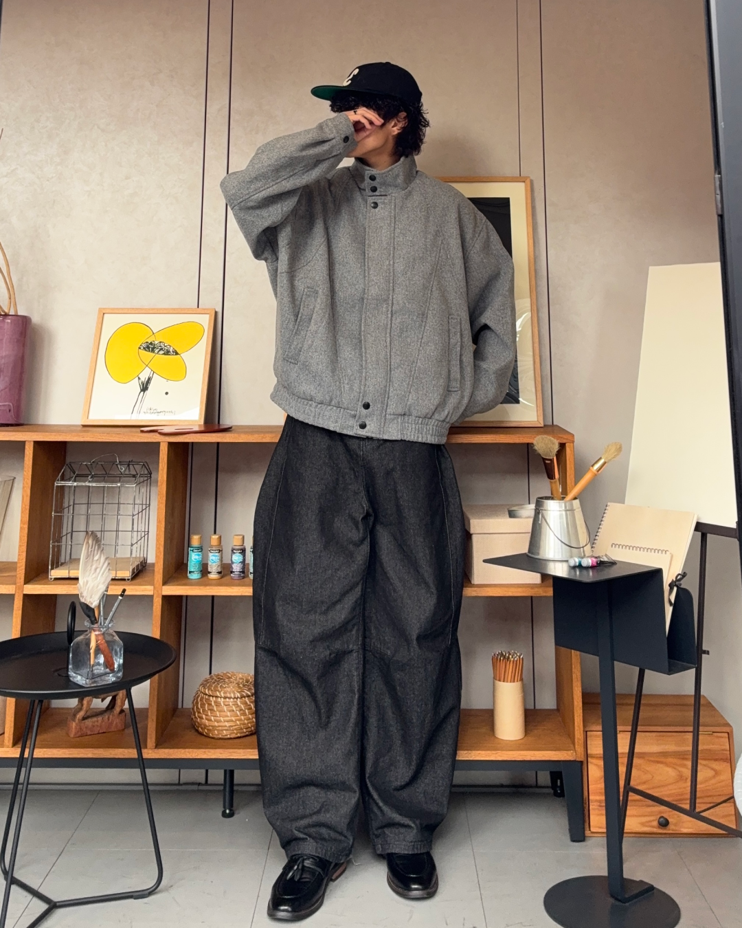 スタンドカラーショートウールライクジャケット RR0183