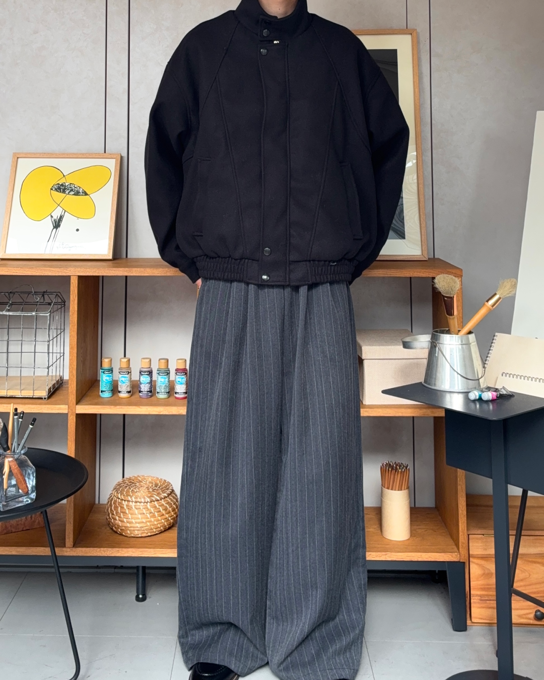 スタンドカラーショートウールライクジャケット RR0183