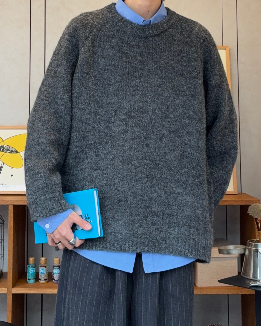 ウールブレンドリラックスクルーネックセーター RR0187