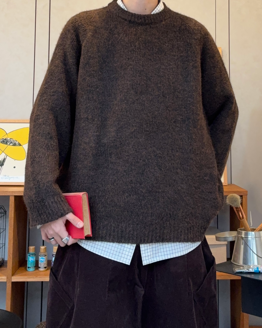 ウールブレンドリラックスクルーネックセーター RR0187