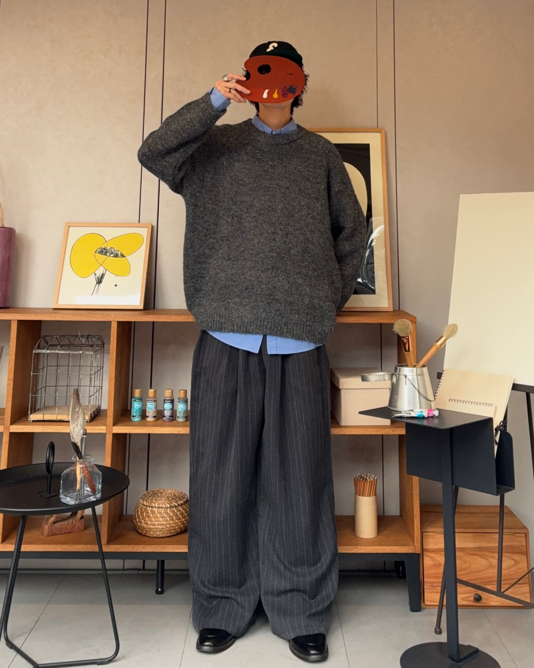 ウールブレンドリラックスクルーネックセーター RR0187