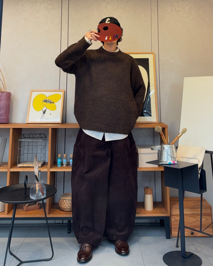 ウールブレンドリラックスクルーネックセーター RR0187