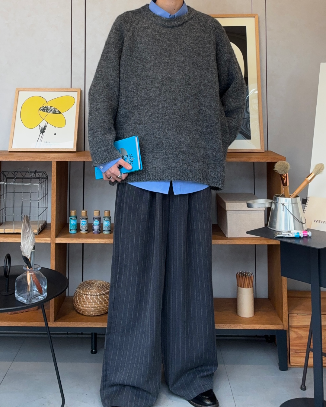 ウールブレンドリラックスクルーネックセーター RR0187