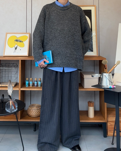 ウールブレンドリラックスクルーネックセーター RR0187