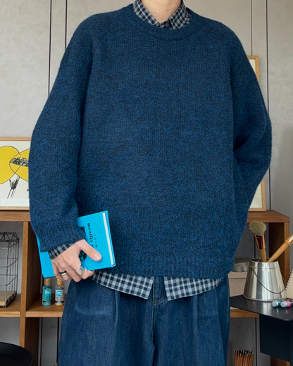 ウールブレンドリラックスクルーネックセーター RR0187