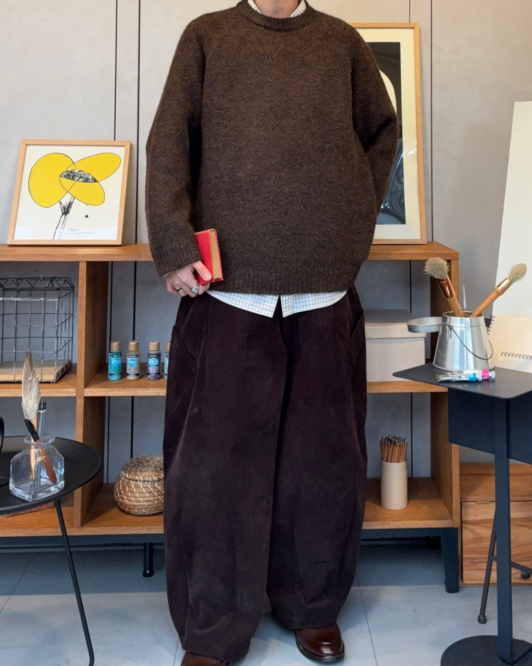 ウールブレンドリラックスクルーネックセーター RR0187