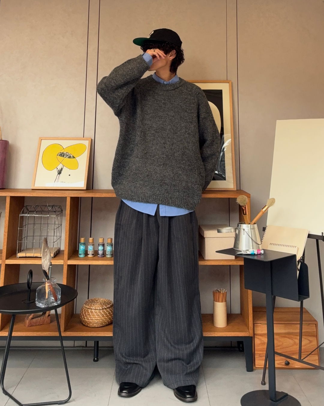 ウールブレンドリラックスクルーネックセーター RR0187