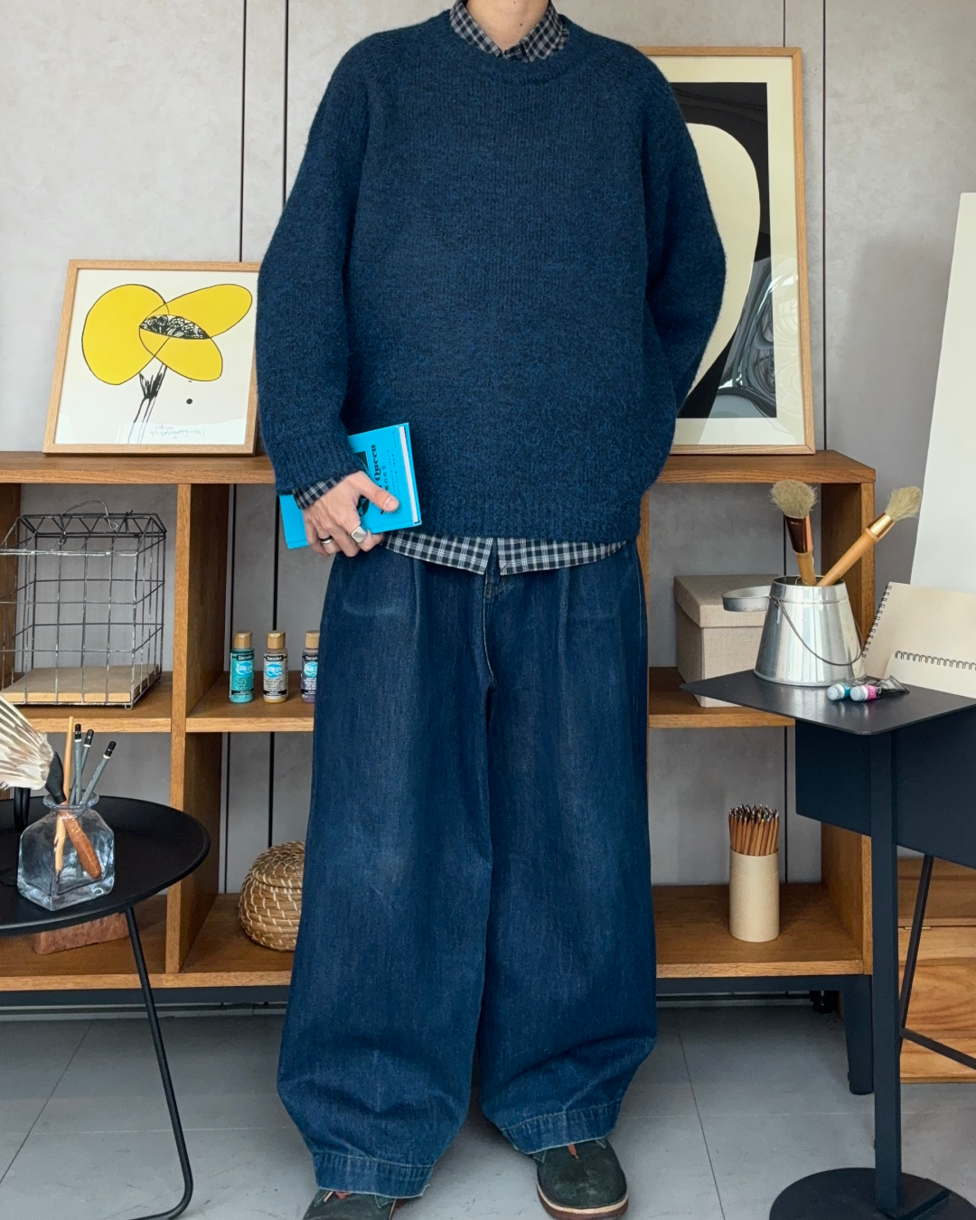 ウールブレンドリラックスクルーネックセーター RR0187