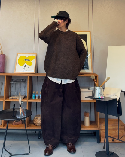 ウールブレンドリラックスクルーネックセーター RR0187