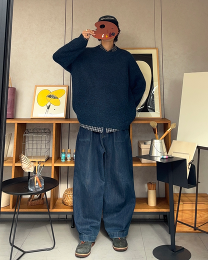 ウールブレンドリラックスクルーネックセーター RR0187