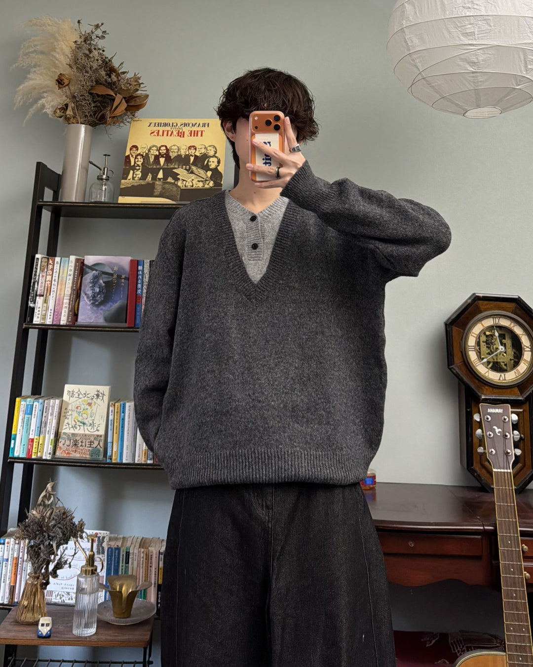 フェイクレイヤードVネックセーター RR0191