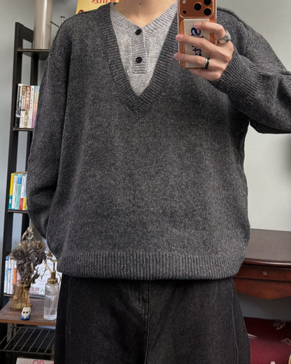 フェイクレイヤードVネックセーター RR0191