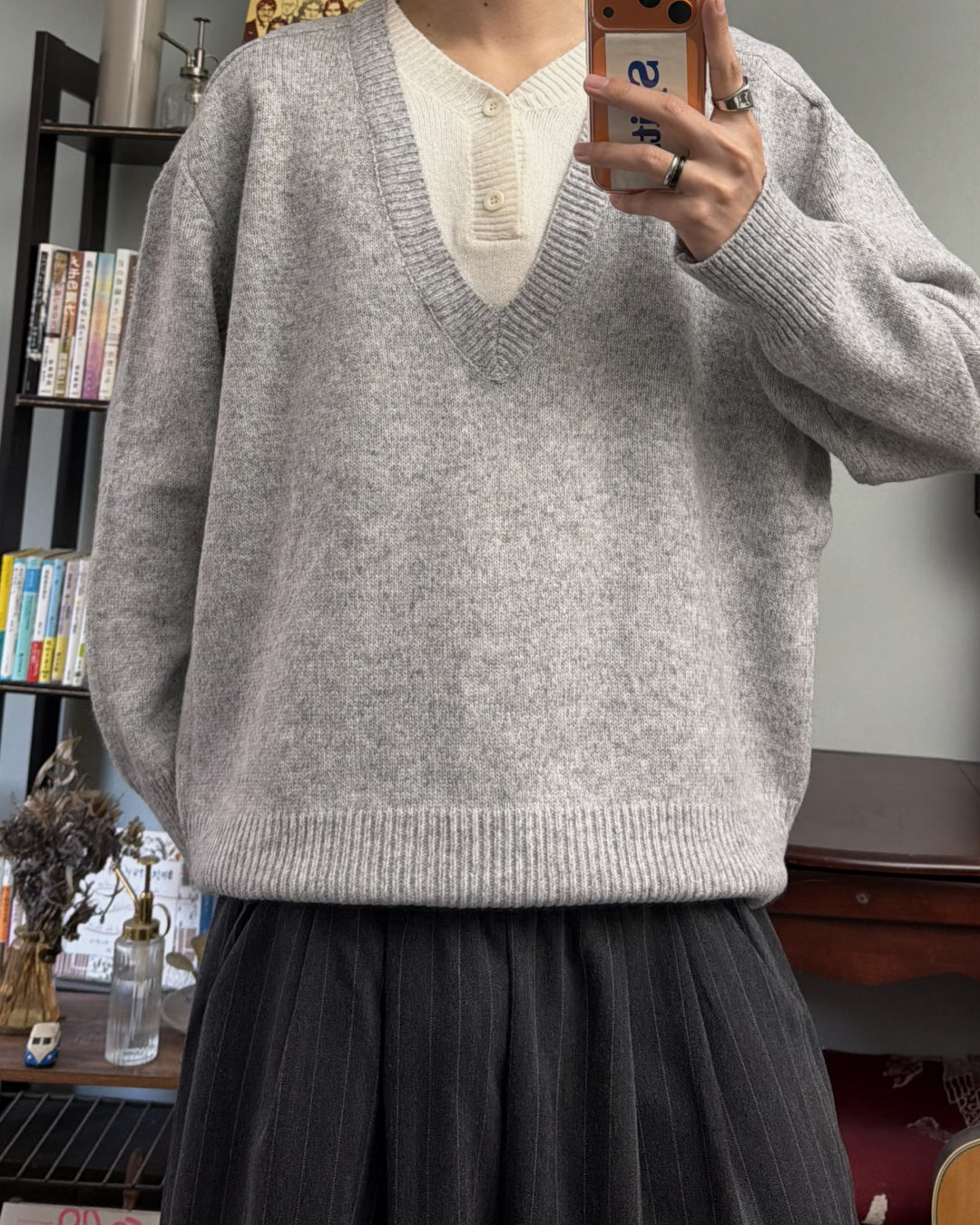 フェイクレイヤードVネックセーター RR0191