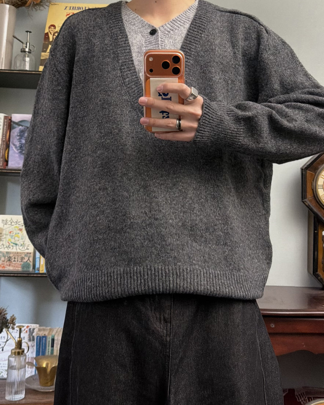 フェイクレイヤードVネックセーター RR0191