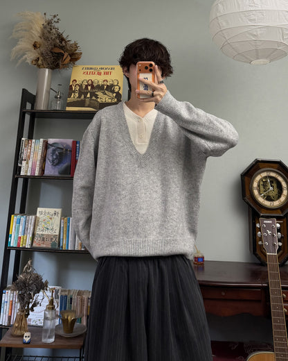 フェイクレイヤードVネックセーター RR0191