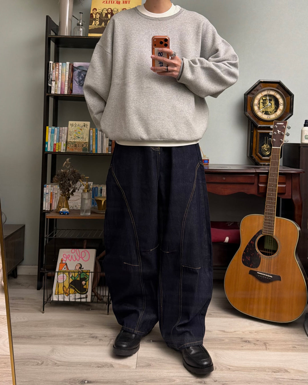 ステッチワイドデニムパンツ RR0213