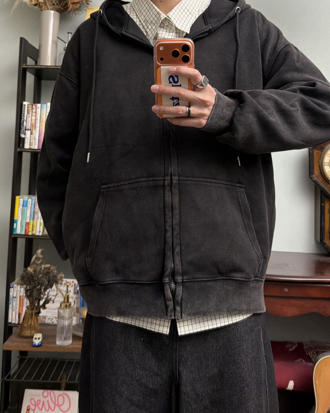 ウォッシュ加工ジップパーカー RR0232