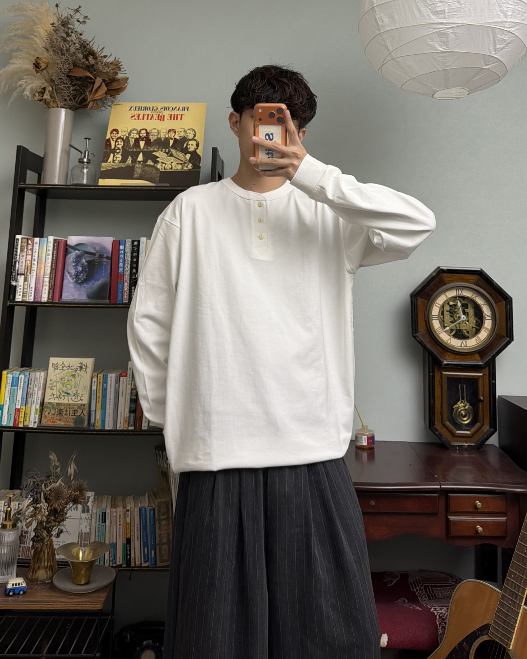 コットンヘンリーネックロングTシャツ RR0299