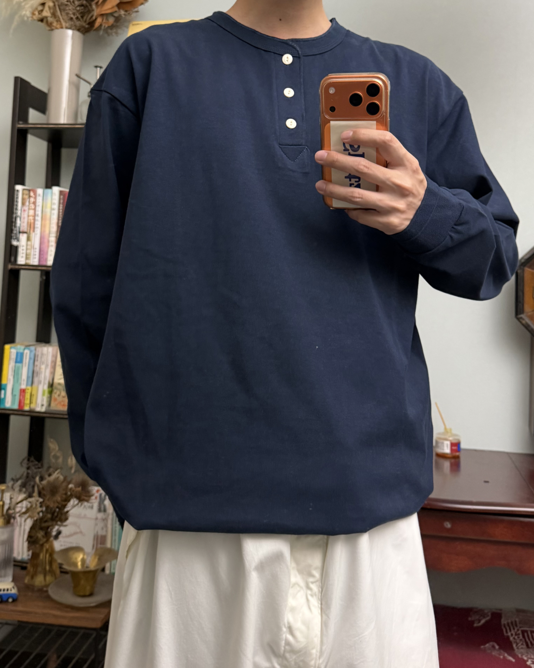 コットンヘンリーネックロングTシャツ RR0299