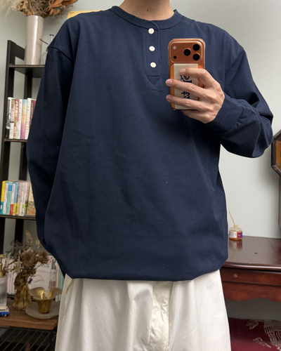 コットンヘンリーネックロングTシャツ RR0299