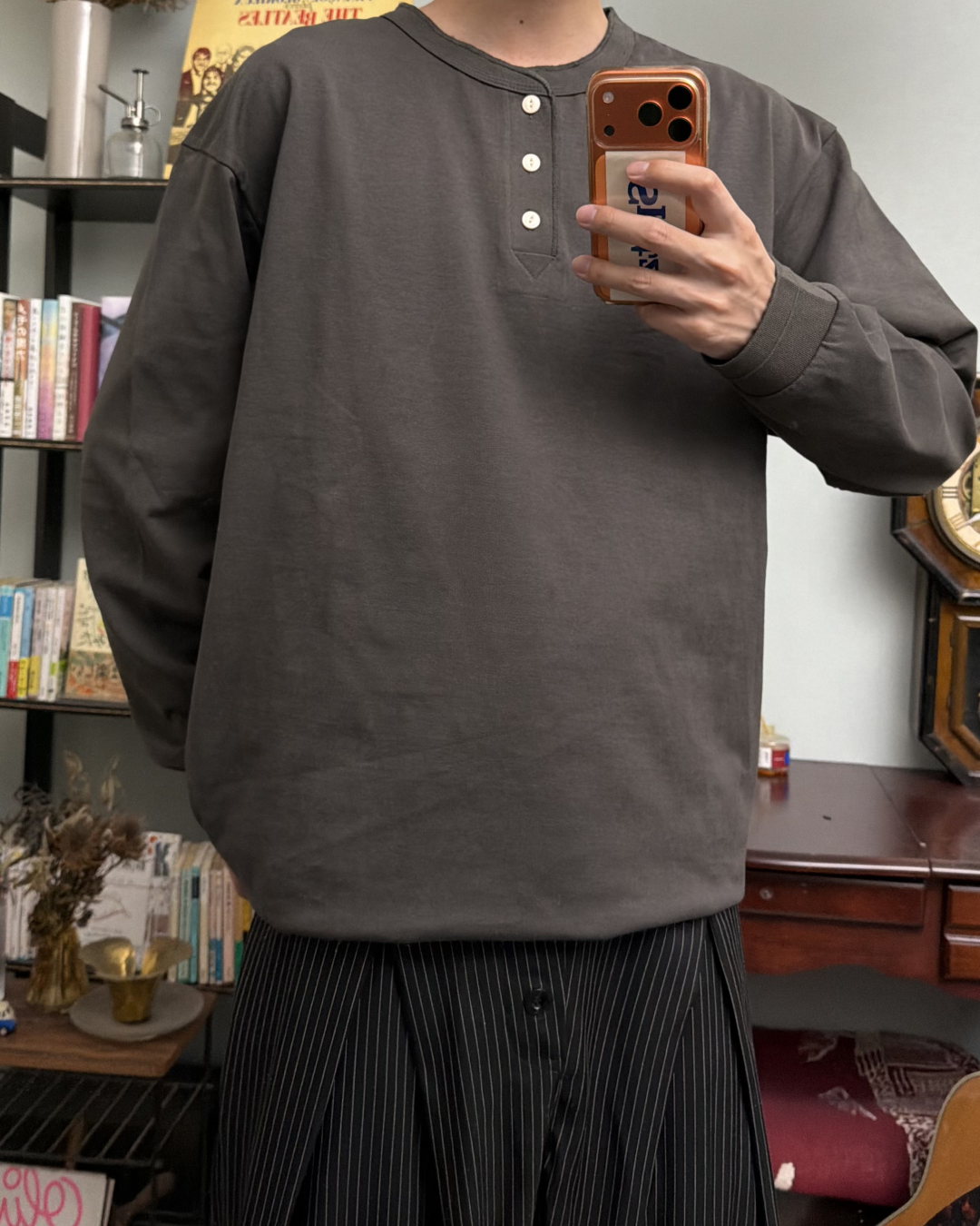 コットンヘンリーネックロングTシャツ RR0299