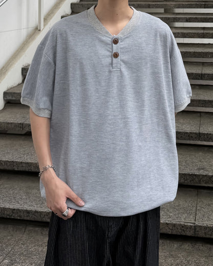 【再販】ルーズフィットヘンリーネックTシャツ RR0302