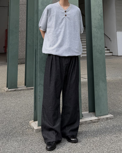 【再販】ルーズフィットヘンリーネックTシャツ RR0302