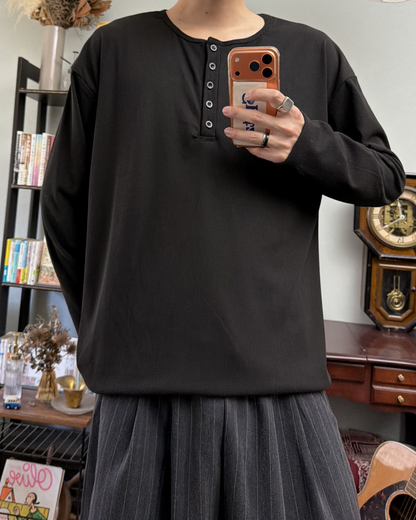 ヘンリーネックリブロングTシャツ RR0303