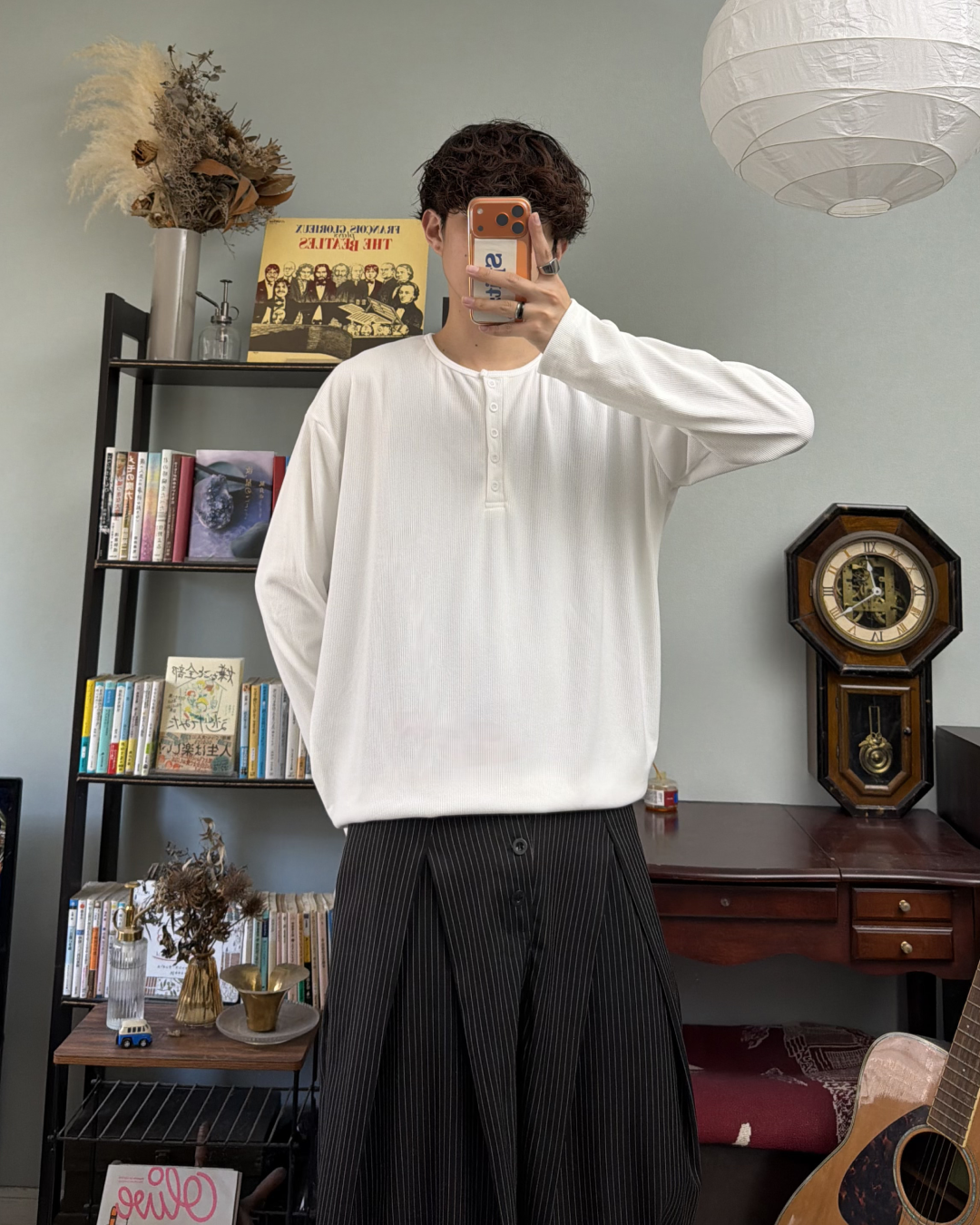 ヘンリーネックリブロングTシャツ RR0303