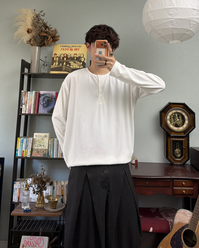 ヘンリーネックリブロングTシャツ RR0303