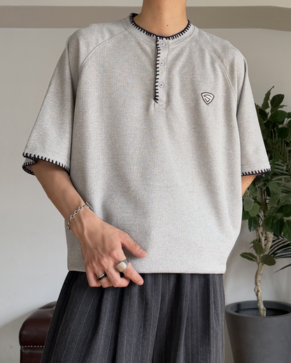 ステッチワッフルヘンリーネックT RR0367